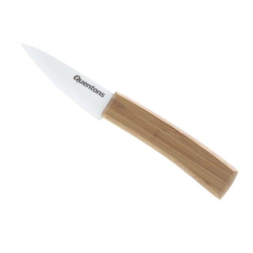 Ceramic Paring Knife, White Blade and Bamboo Grip Handle (Paring 3" Sharp Edge)
