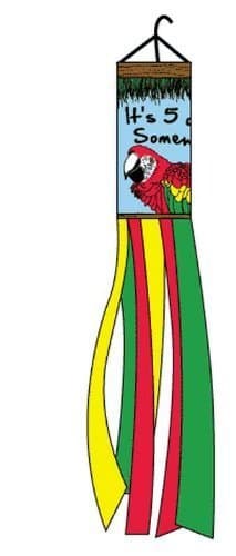 Its 5 O Clock Somewhere Tiki Parrot Polyester 60 Inch Windsock by Home and Holiday Flags