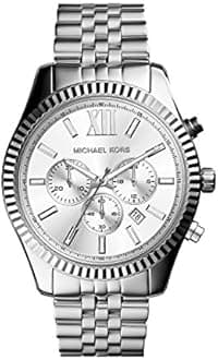 Michael KorsLexington Watch for Men, Chronograph Movement with Stainless Steel or Leather Strap