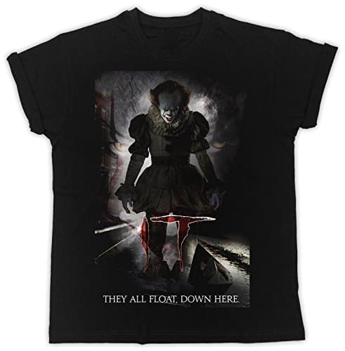 UKPRINTKING They Are All Float Down Here Pennywise Unisex Black Tshirt