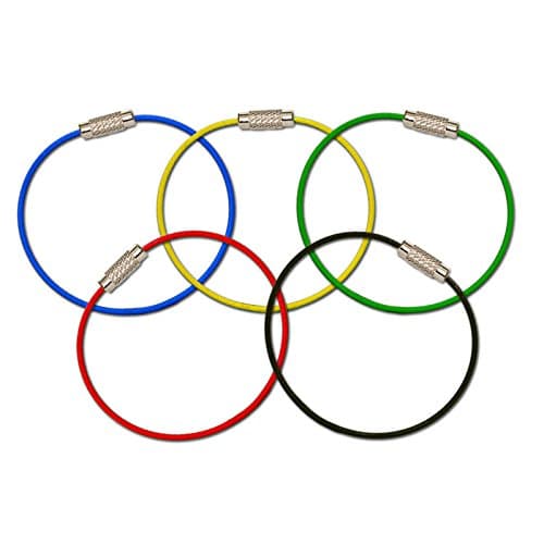 MantaRing - Cable Key Ring with Screw Lock - Strong, Flexible, Waterproof. One Ring for Keys and So Much More (5 Pack) (Color Variety)