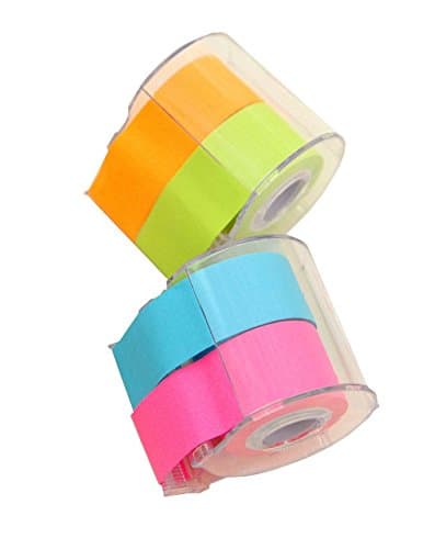 UQueen UQ6003 Creative Multicolor Free Stickup Writable Student Office DIY Note Bookmark Memo Pad Tab Page Marker Rolled Sticky Notes Paper Tape Stickers with Cutter (4 Pcs, 2 Rolls)