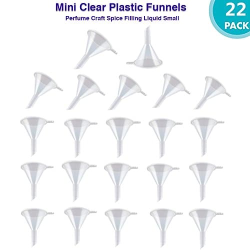 skineat Mini Clear Plastic Funnels for Essential Oils Lab bottle & Perfume Craft Spice Filling Liquid Small-22Pcs