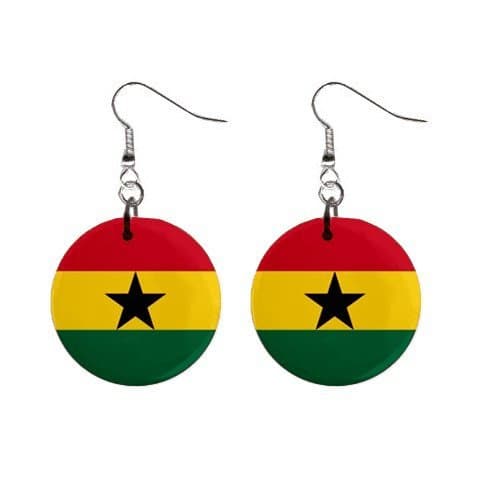 Ghana Flag Button Earrings