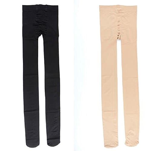 YOUZUO 680D Compression Socks Shape Slim Support Leg Varicose Veins Pantyhose Stockings (Black+Beign, 2 Pack)