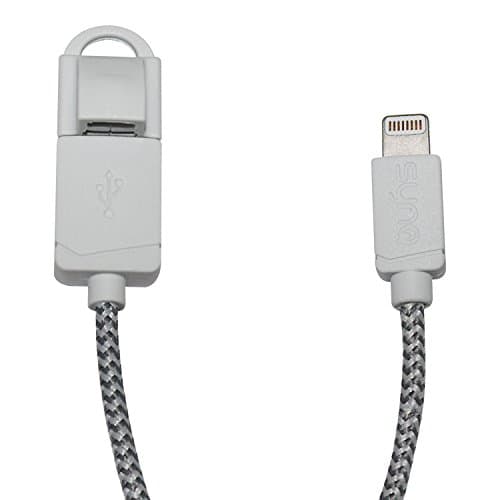 SYNQ Nylon Braided USB Pigtail Cable with Lightning Connector for iPhone 7 / 7 Plus / 6s / 6s Plus / 6 / 6 Plus, iPad Pro Air 2 Lightning Compatible Cable - Apple MFi Certified - Dark Grey (10cm)