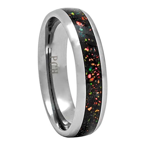 Created-Opal Tungsten Wedding Ring or Gift 6mm Band 8-13