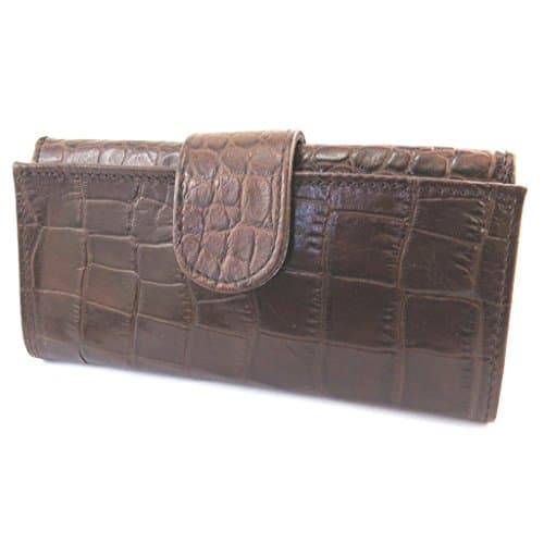 Large leather wallet 'Frandi'brown chocolate (crocodile).