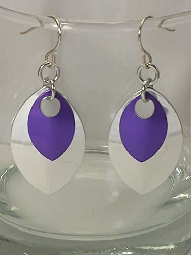 Purple and Silver Scalemail Earrings