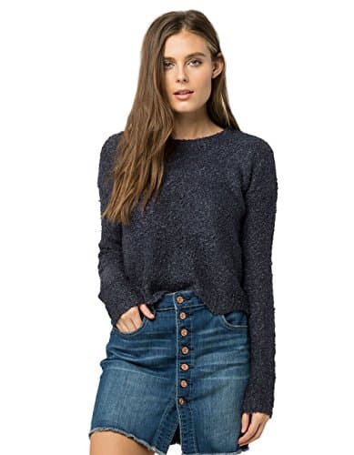EYESHADOW Nubby Scallop Sweater, Blue, Large