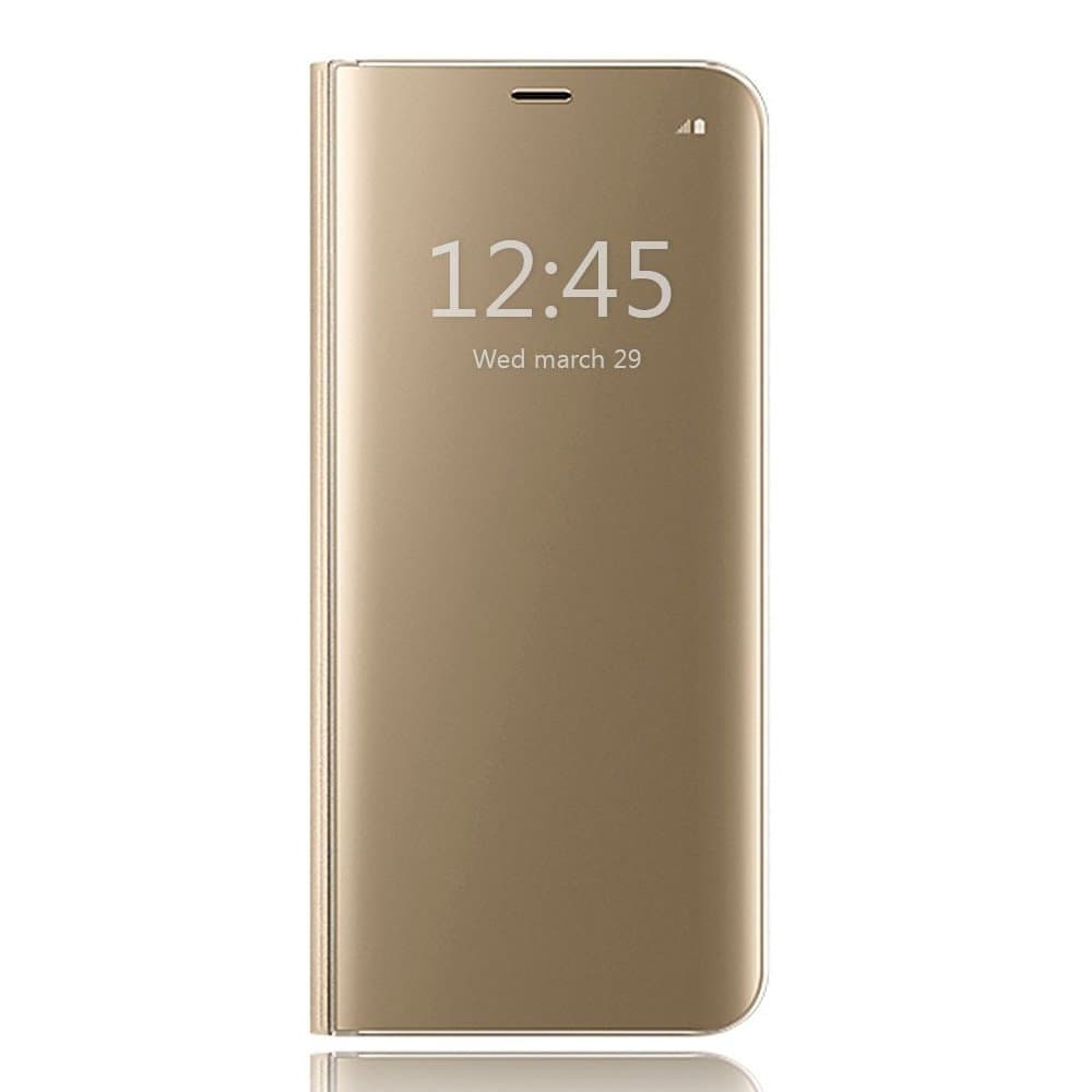 HiChili Galaxy S6 Case, Clear S View Standing Flip Case Cover with Auto ON/OFF Function Slim Fit Translucent Mirror Smart Cover for Samsung Galaxy S6, Golden