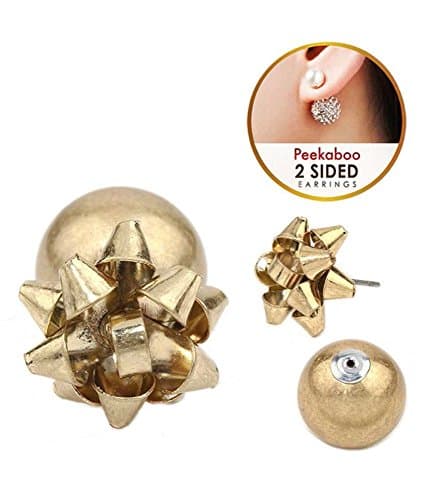 Christmas theme double sided front and back earring - gift box bow (WG)