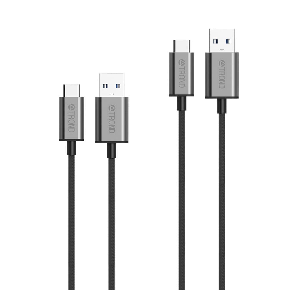 TROND USB 3.0 Type C Charger Cable Braided (2-Pack, 1ft+3.3ft, 56kΩ Pullup Resistor, Sync & Charging), for Apple MacBook 12 inch, Google Chromebook Pixel, Nexus 5X 6P, Lumia 950/XL, OnePlus 2 & More
