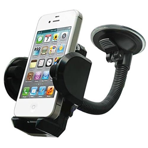 Car Mount Windshield Phone Holder Rotating Cradle Window Swivel Dock Suction Gooseneck Black for BLU Studio Touch - BLU Vivo 5 - BLU Vivo 5R - CAT S40