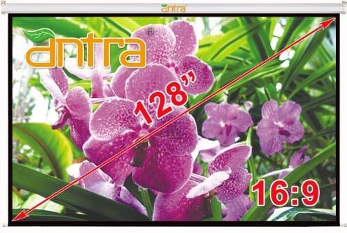 Antra PSA-128A Electric Motorized 128" 16:9 Projector Projection Screen Low Noise Tubular Motor (128" 16:9, Matt White)