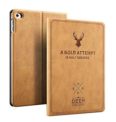 Eyotool Ipad Case for Ipade Ultra Slim Lightweight Smart Shell Shock Resistant Premium Cover—Auto Sleep/Wake Multi-angles Stand—Soft Back Cover for Apple Ipad Deer Pattern (ipad mini 4, Camel)