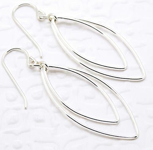 Sterling Silver Double Hoop Earrings with Two Oval Links