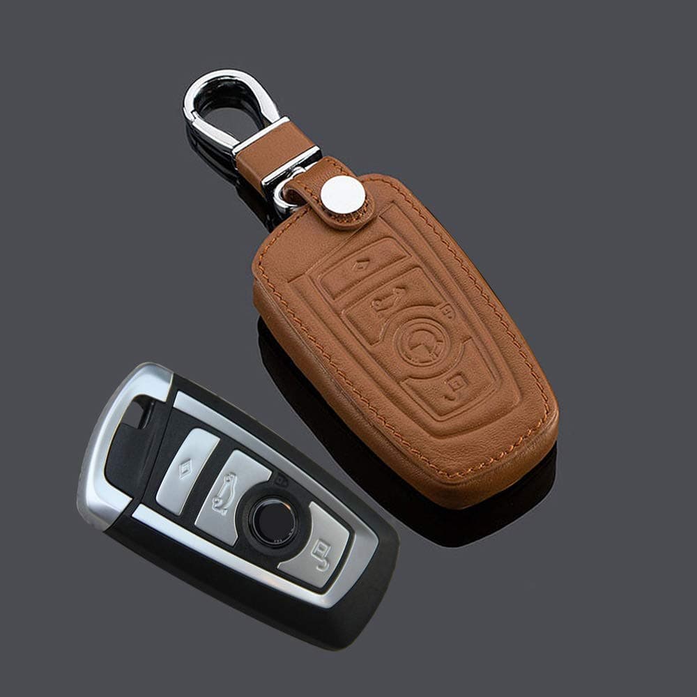 Car Remote Key Holder Case Cover,3D Key Remote Case fit BMW 2 3 4 5 6 7 Series Remote Smart Key Fob, Classic Style (Brown)