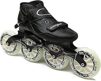Cylq Inline Skates Adult for Women and Mens, Professional Fitness Inline Speed Skates, High Performance Roller Skates Outdoor Racing Skates Beginner, Unisex, Black