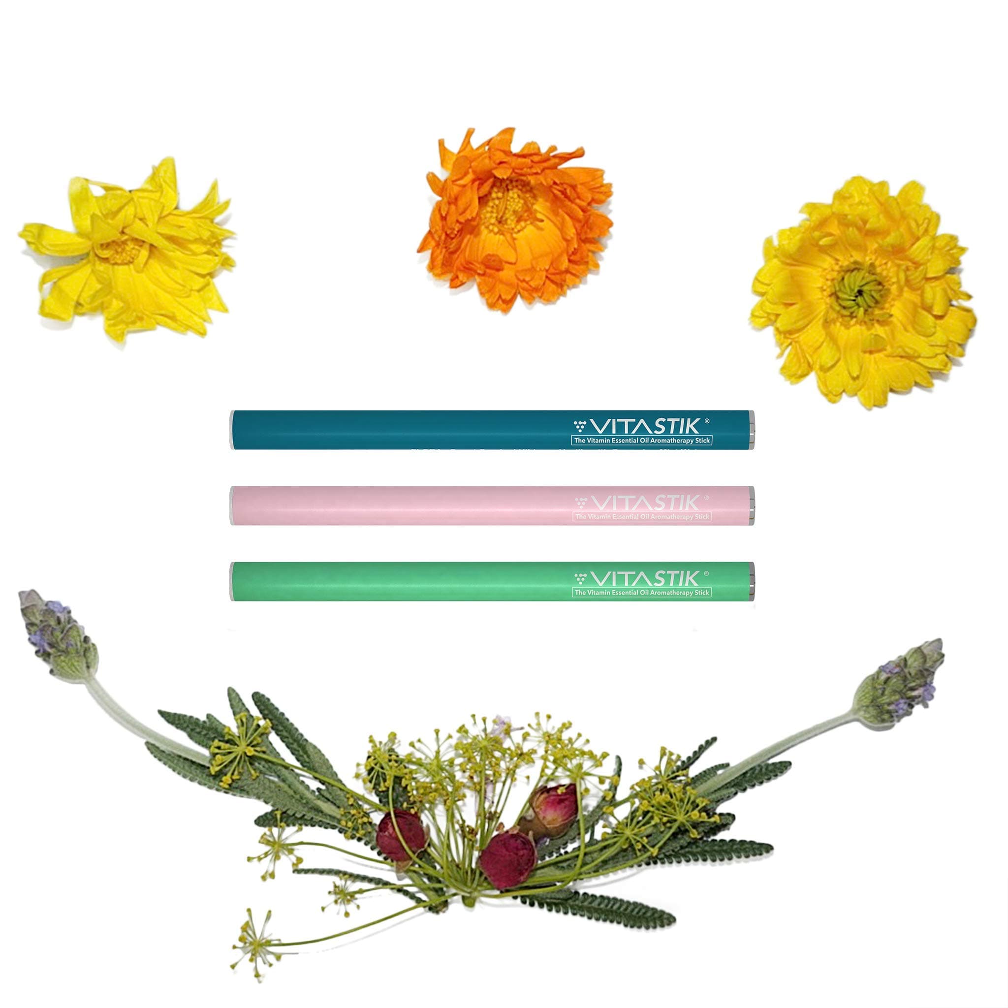 Vitamin Essential Oil Diffuser Stick - VITASTIK 3 PACK - Just $11 per/stik - Organic Vitamins C, B12, CoQ10 - Personal Aromatherapy Diffuser (FLOWER WATERS - Amore, Flora, Hibiscus)