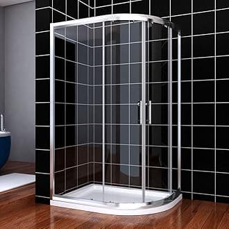 ELEGANT 1200 x 800 mm Right Quadrant Shower Enclosure 6mm Sliding Glass Cubicle Door with Tray + Waste