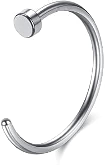 Sterling Nose Ring C-Shape Plain Silver 316L Surgical Steel Body Piercings, Lip Rings, 20g, 0.8mm Thickness, 10mm Diameter