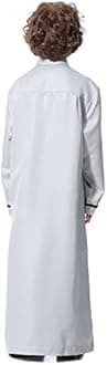 IMEKIS Kids Boys Muslim Thobe Long Sleeve Islamic Arabic Kaftan Robe Middle East Dubai Prayer Outfit with Pocket