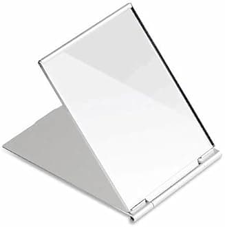 G2PLUS Portable Folding Vanity Mirror Single Side Travel Shower Shaving Mirror, 4.9' x 3.7' x 0.2' (Silver White)