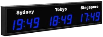 World Time Zones Clock, LED Digital Multiple Time Zones Clock, 3/4/5 Cities World Time Wall Clock, for Hotels/Enterprises/airports,3City-Blue