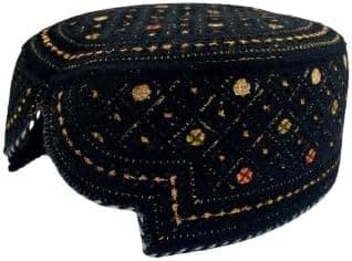 MirfaSindhi Topi Kufi Traditional Handmade Cap with Embroidered Front Cut Unisex, Ramadan, Eid Gift for Muslims Made in Pakistan