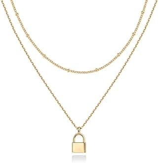 PAVOI 14K Gold Plated Layering Necklaces | Stylish Minimalist Design Pendant Necklaces | Butterfly, Heart, Lock, Evil Eye, Coin, Lightning Bolt, Circle, Cross Pendants for Women