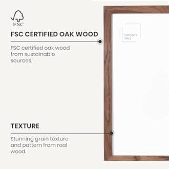 Opposite Wal - 8x10 in - Dark Solid Oak Wood Picture Frames with Mat - Wall Hanging & Tabletop Photo Frame - Pictures Display 5x7 with Mat, 8x10 without - Office, Gallery & Home Decor