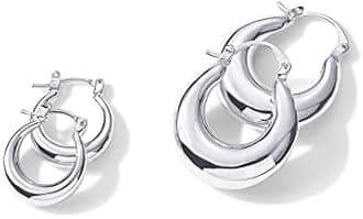 PAVOI 14K Gold Plated Sterling Silver Posts Chunky Hoop Earrings for Women | Thick Lightweight Trendy Gold Hoops