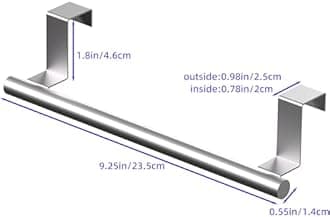 Qflushor Over The Door Towel Rack, Kitchen Over Door Towel Holder, Cabinet Towel bar, Stainless Steel Hand Towel Holder, Brushed, 2 Pack