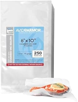 Avid Armor Chamber Vacuum Sealer Bags – Heavy Duty, BPA-Free, Pre-Cut Chamber Vacuum Bags for Food Preservation, Freezer Storage, Sous Vide and more, 250/Pack (6x10) – Multi-Use Vacuum Bags