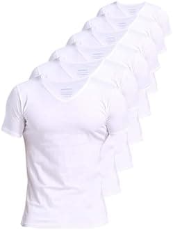 Comfneat Men's Undershirt 100% Cotton Short Sleeve T-Shirt with V-Neck (Pack of 4/6)