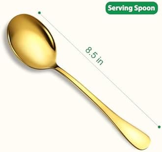 Gold Serving Spoons Set, 4 Pieces Stainless Steel, 8.5-Inch Dishwasher Safe for Parties/Kitchen/Buffet