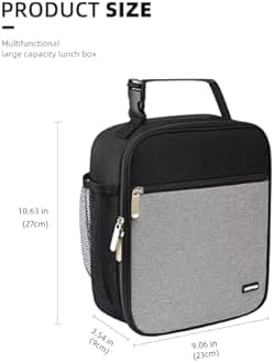 Lunch box Lunch bag for men women Insulated Lunchbox Lunch bags for Work Picnic Travel (Thicken grey)