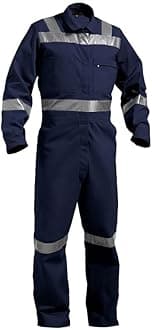 Blue Boiler Suit | Small, 225 GSM | 100% Cotton Coveralls with Multiple Pockets | Retardant Industrial Workwear with Reflective Tape | Unisex for Industrial & Protective Use