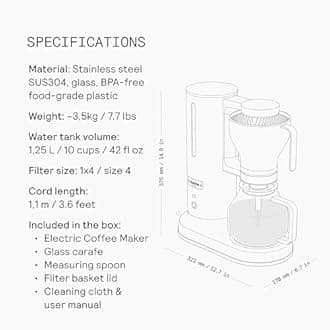 aarke Coffee Maker - Electric Drip Brewer with Automatic Drip-Stop, SCA Member, Stainless Steel with 10 Cup Glass Carafe, Brews Full Pot in Under 6 Minutes