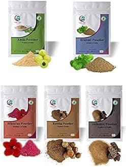 YOGI'S GIFT Celebrating Health Herbal Hair Care Combo Pack (500g/17.65oz) | Hair Mask with Ayurvedic Powders: Amla, Reetha, Shikakai, Brahmi, Hibiscus for Hair Growth