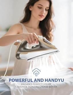 Steam Iron for Clothes with Irons Burst of Steam, 1500W Iron Non-Stick Ceramic Soleplate, Auto Shutoff, Self-Cleaning, Anti-Drip, Steam Burst, Spray Mist 12.31oz Water Tank Ironing Clothes for Home