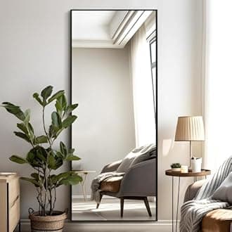 NicBex Full Length Mirror with Stand, 64"x24" Aluminum Alloy Frame Full Body Floor Mirror, Black - Free Standing, Leaning Against Wall or Wall-Mounted, Best for Bedroom Living Room Dressing Room
