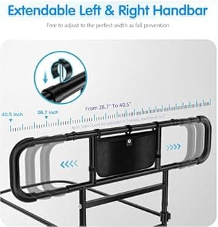 FORTEMOTUS Bed Rails for Elderly Adults Safety Foldable - Heavy Duty Bed Assist Rails for Senior, with Extendable Bed Guard Rails, Adjustable Heights, Storage Pocket& Safety Belt, can Withstand 350LB