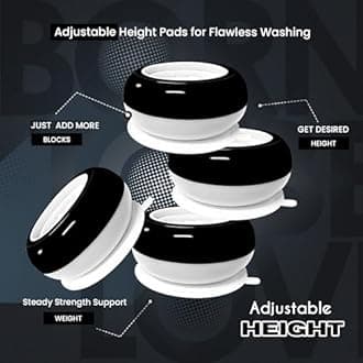 ORBON Anti Vibration Pads for Washing Machine | Vibration Stopper Foot Pad 4 PC Set | Legs Gripper for Washers & Dryers | Shock Absorber Anti-Slip Support for Stability & Noise Control | Black & White