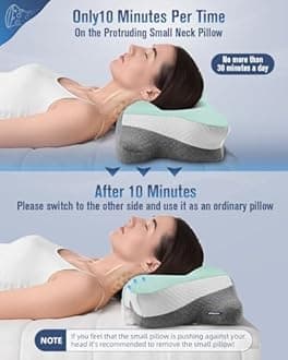DONAMA Cervical Neck Pillow for Sleeping, Ergonomic Memory Foam Pillows with Built-in/Removable Small Neck Support Pillow, Contour Bed Pillows for Side Back Stomach Sleepers with Cooling Pillowcase