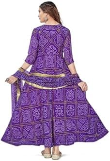 Women's Bandhani Print Anarkali Kurta with Matching Dupatta, Ethnic Indian Wear