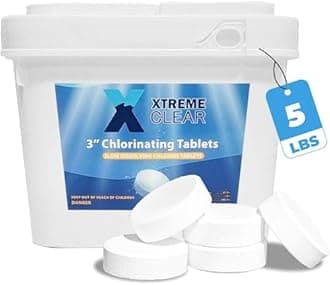 Xtremeclear 3" Swimming Pool Chlorine Tablets 5lbs | Long Lasting & Slow Dissolving | Pro-Grade Pool Sanitizer | Individually Wrapped | 5 Pounds Bucket