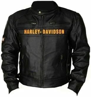 Men’s Passing Link Biker Jacket – Motorcycle Triple Vents Cafe Racer Black Jacket