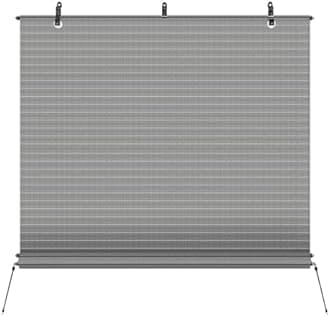 TANG Exterior Roller Shade 4'Wx11.5'H Outdoor Patio Shades Roll Up Blinds Sunshades for Deck Porch Pergola Balcony Backyard, Light Grey